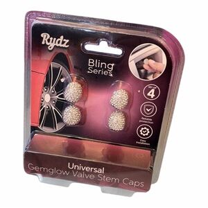 Rydz Bling Series Gemglow Valve Stem Caps - Silver Rhinestone Set of 4 Car